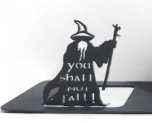 LOTR Metal Bookends Black Non Slip Book Ends Geek Shelf Decor Sturdy Steel
